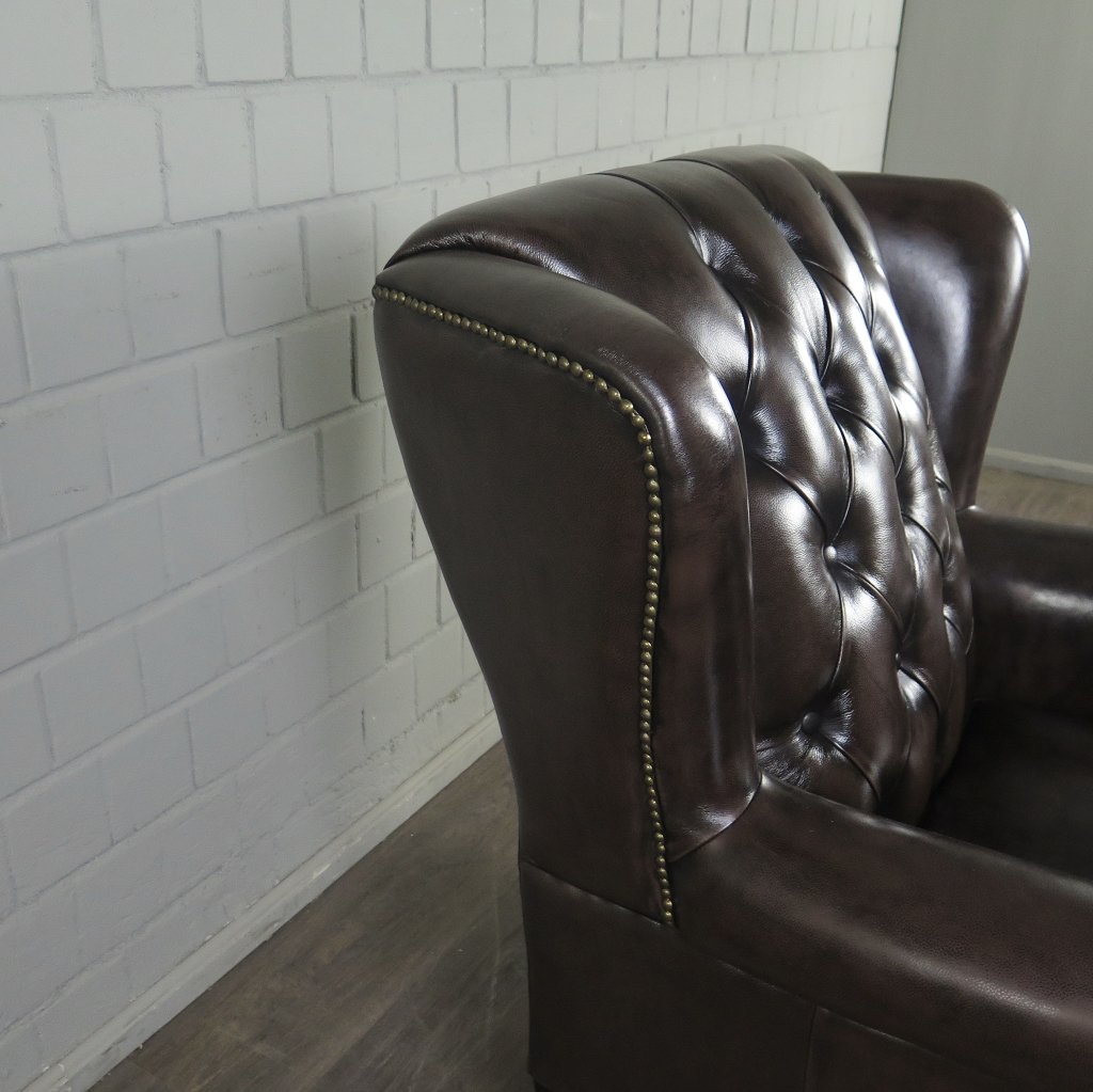 Chesterfield Sessel Leder Dunkelbraun
