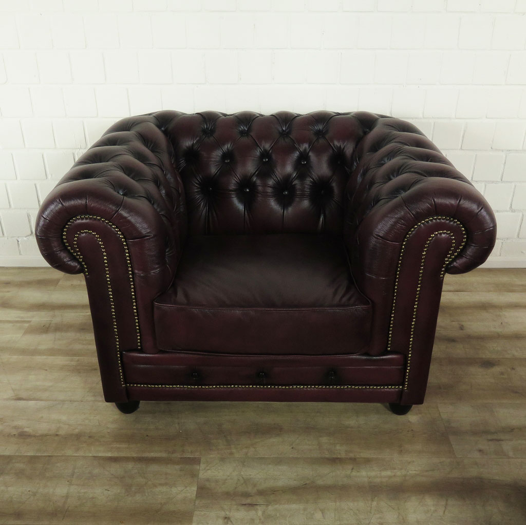Chesterfield Couchgarnitur Dunkelrot 3-2-1