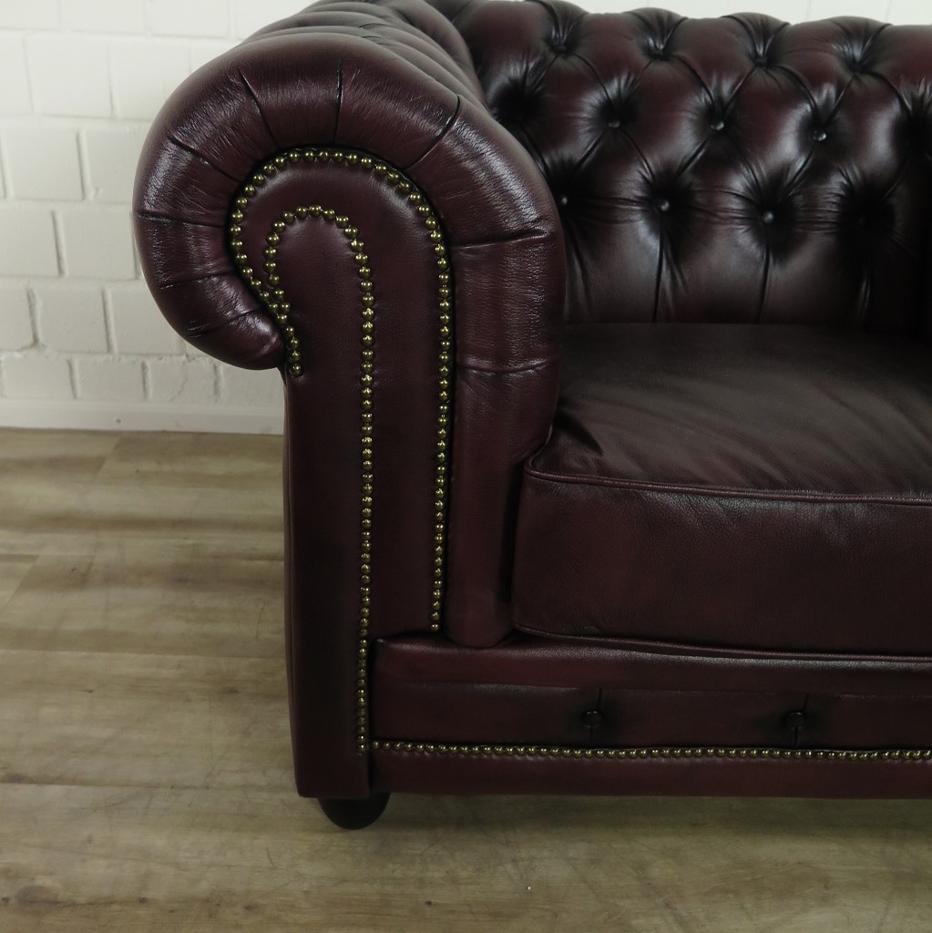 Chesterfield Couchgarnitur Dunkelrot 3-2-1