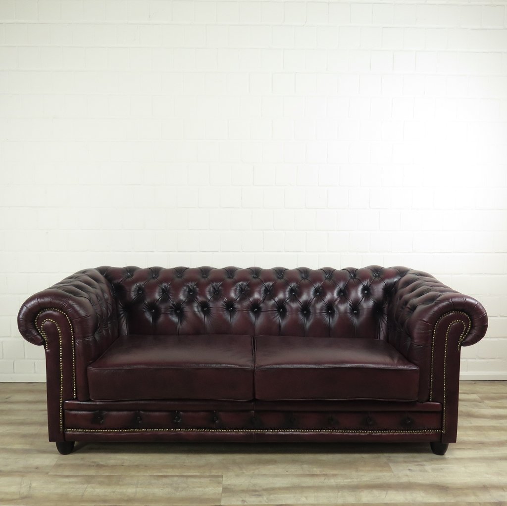 Chesterfield Couchgarnitur Dunkelrot 3-2-1