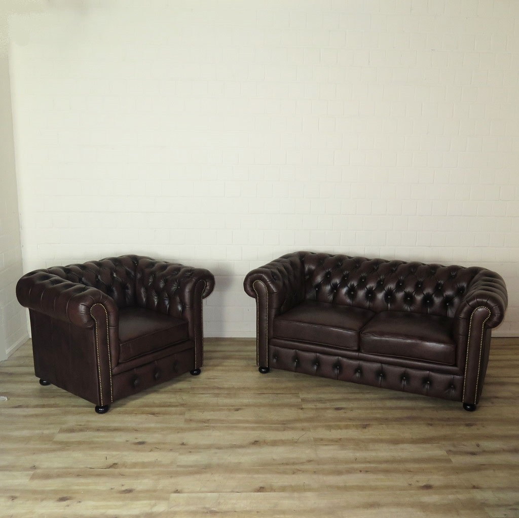 Chesterfield Couchgarnitur Dunkelbraun 3-2-1