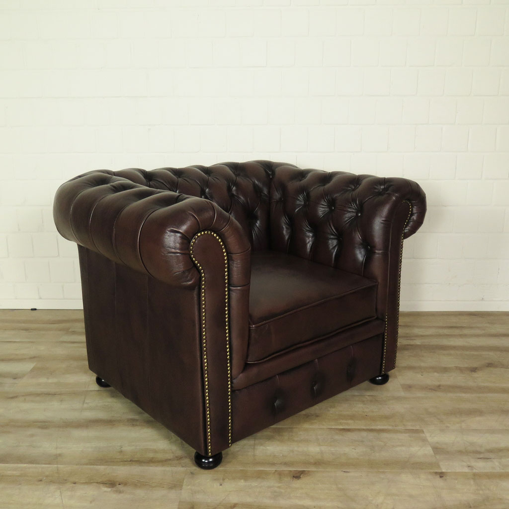 Chesterfield Couchgarnitur Dunkelbraun 3-2-1
