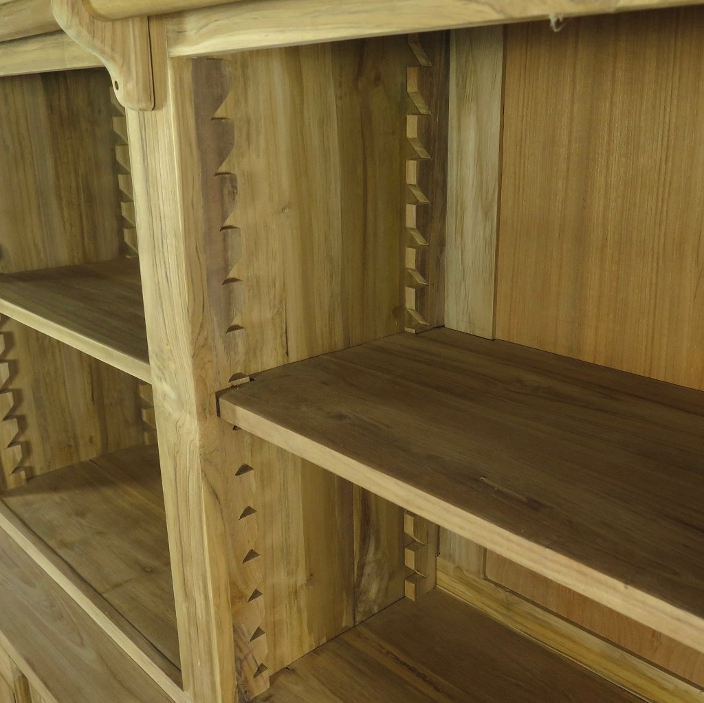Bibliotheksschrank Wandregal Teakholz 2,42 m