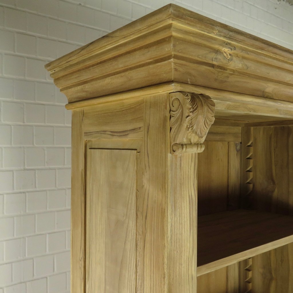 Bibliotheksschrank Wandregal Teakholz 2,42 m