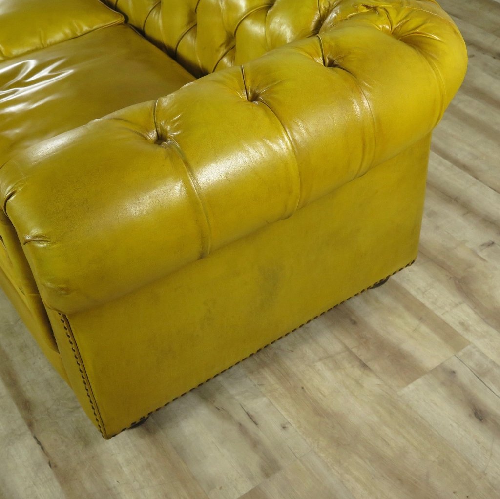 Chesterfield Sofa Couch Leder Gelb 2,80 m