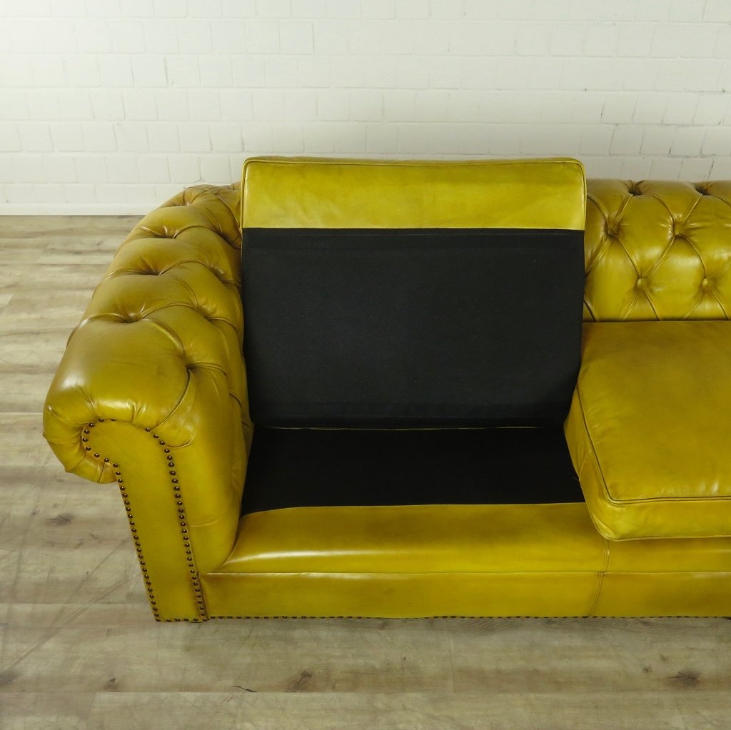 Chesterfield Sofa Couch Leder Gelb 2,80 m