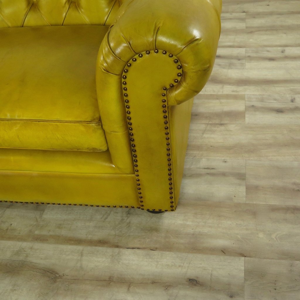 Chesterfield Sofa Couch Leder Gelb 2,80 m