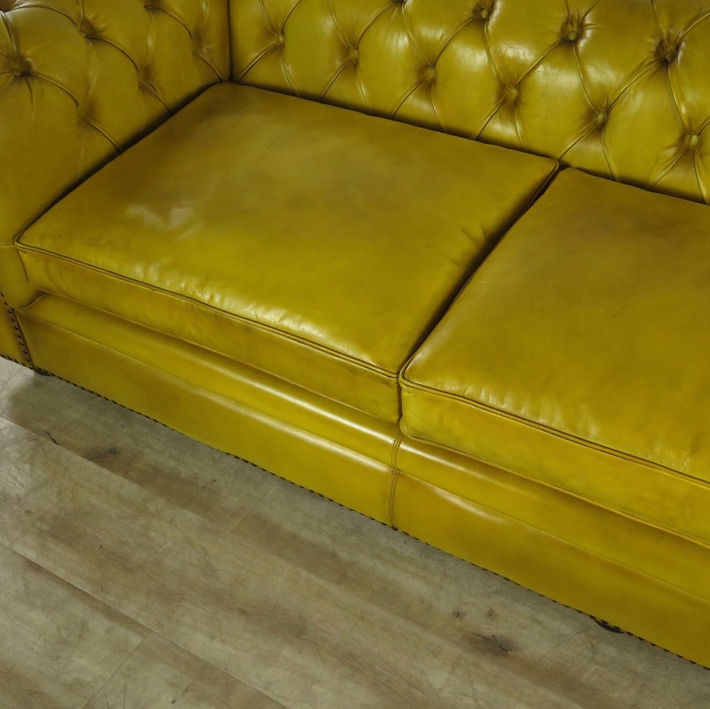 Chesterfield Sofa Couch Leder Gelb 2,80 m