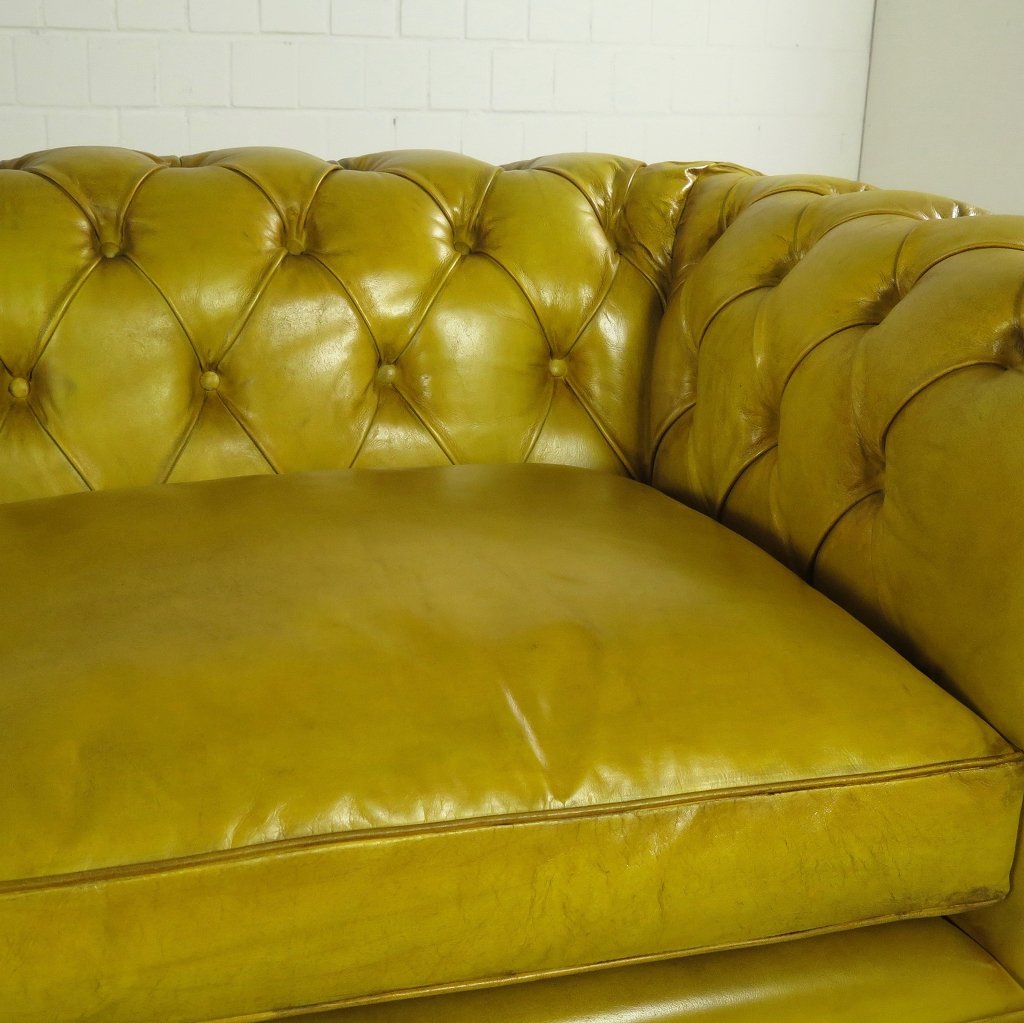 Chesterfield Sofa Couch Leder Gelb 2,80 m