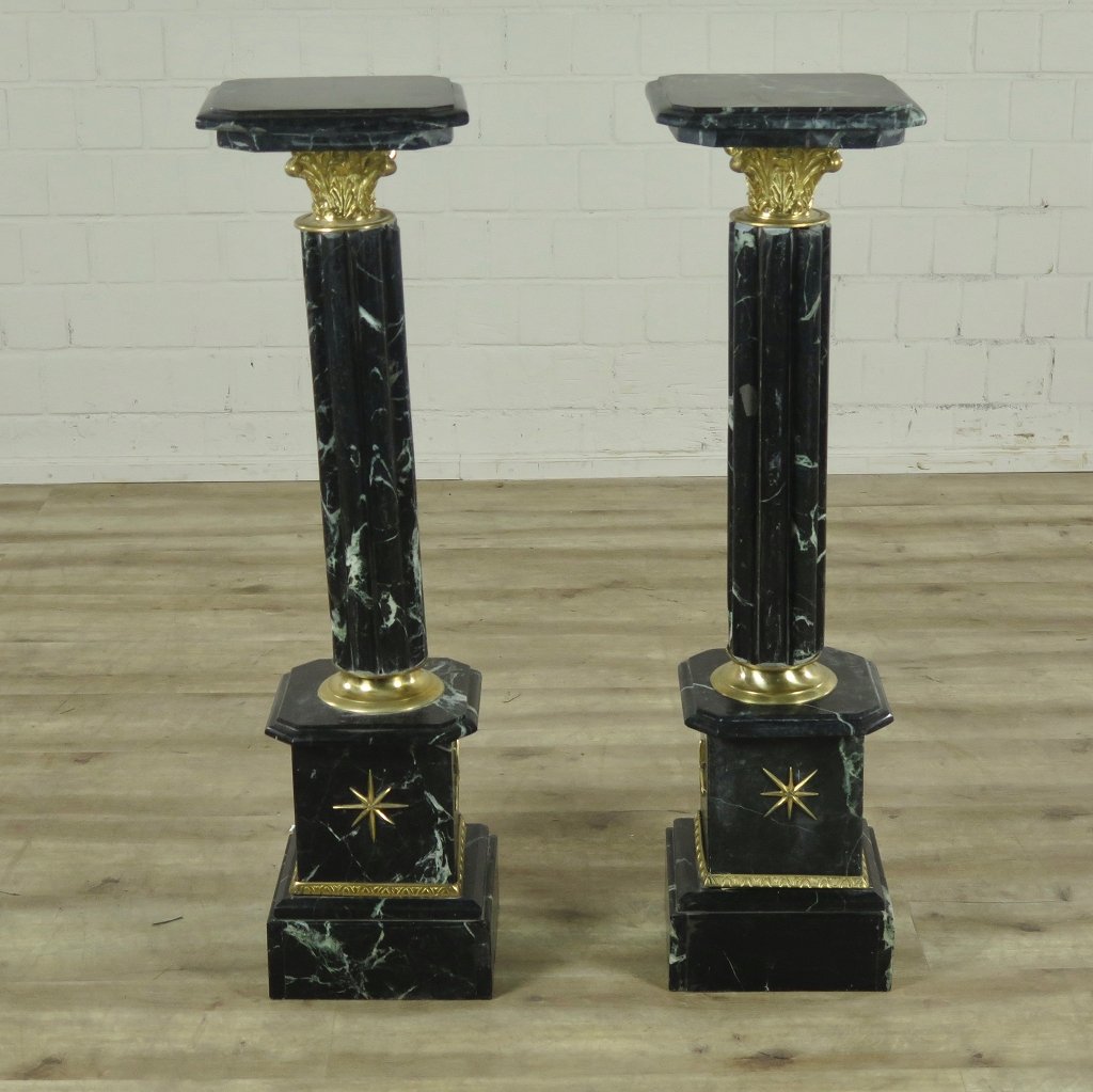 Säule Pfeiler Marmor Schwarz 1,03 m