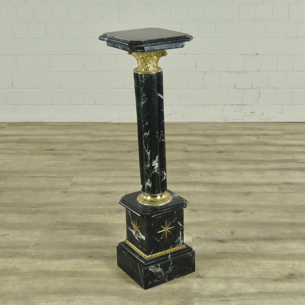 Säule Pfeiler Marmor Schwarz 1,03 m