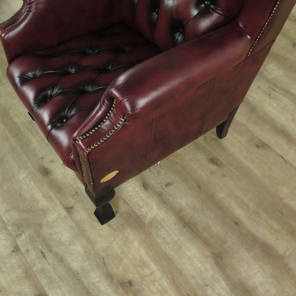Chesterfield Sessel Leder Rotbraun