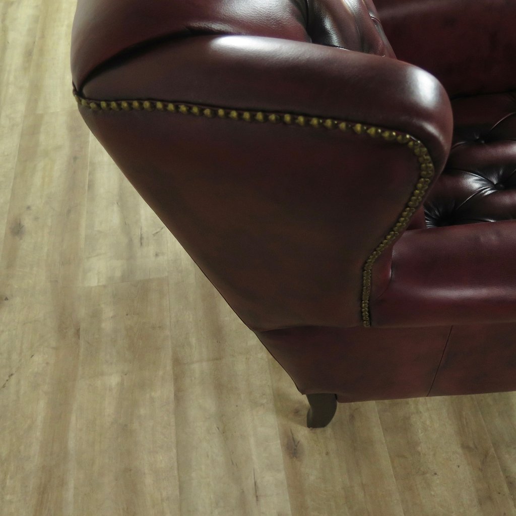 Chesterfield Sessel Leder Rotbraun