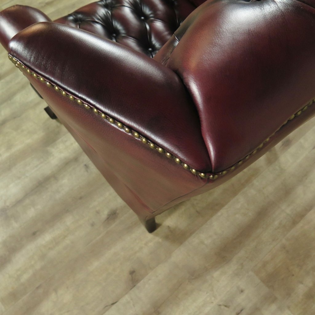 Chesterfield Sessel Leder Rotbraun