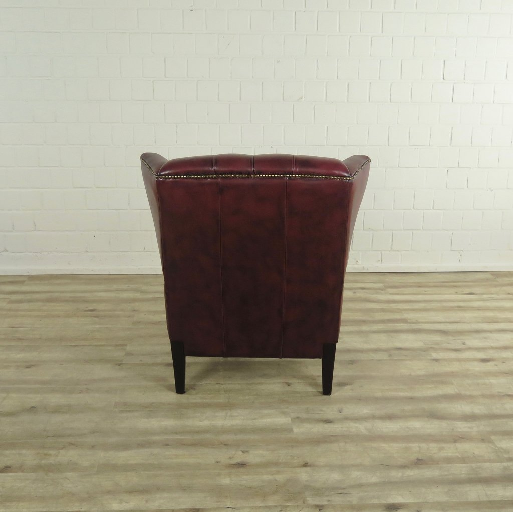 Chesterfield Sessel Leder Rotbraun