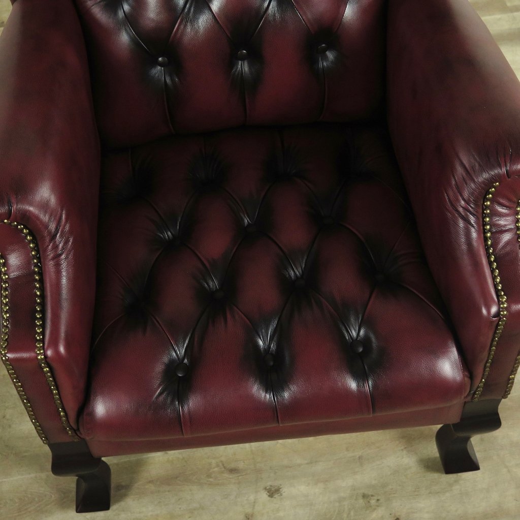 Chesterfield Sessel Leder Rotbraun