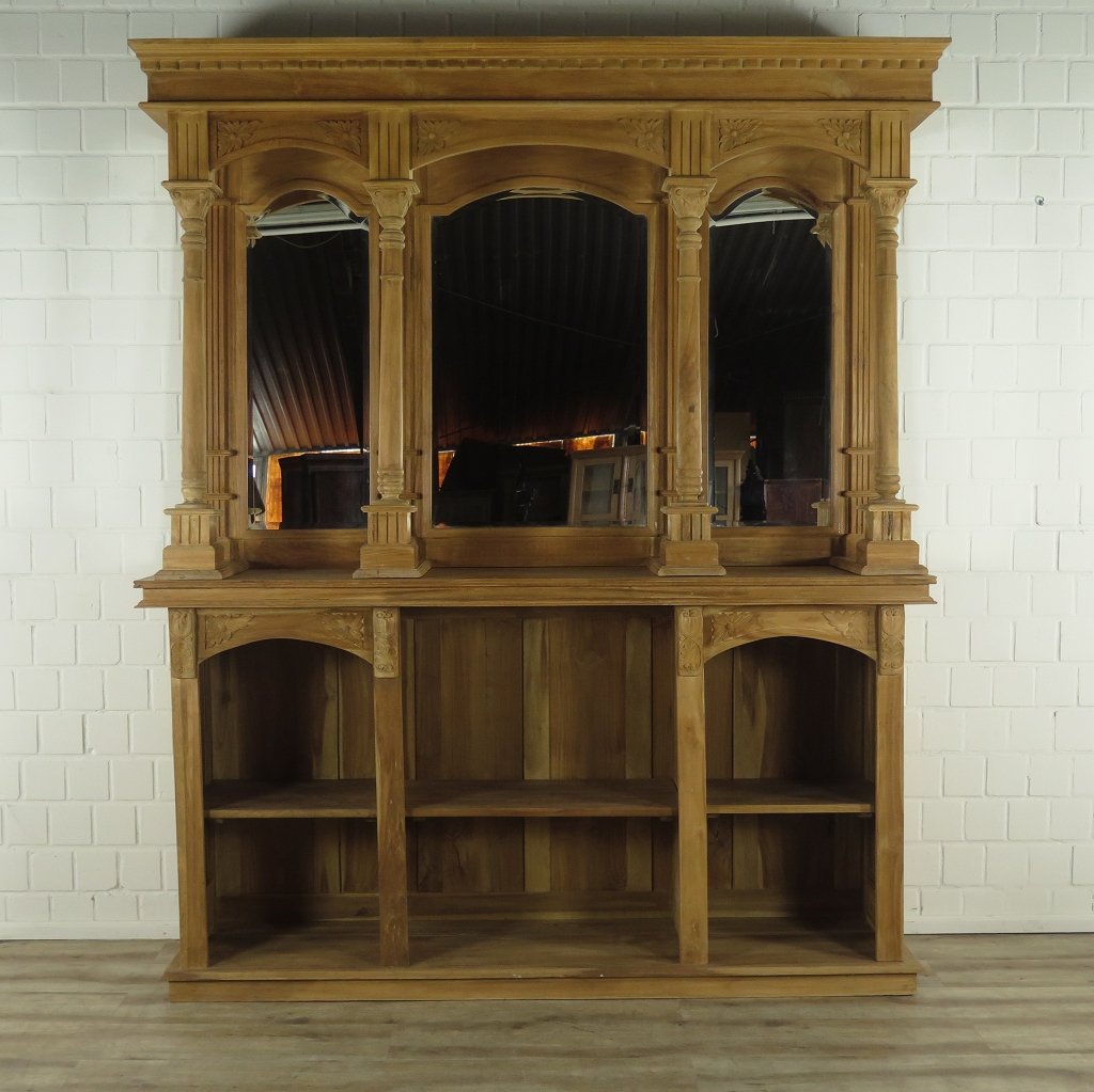 16862a Englische Bar Rückwandbuffet Teakholz 2,00 m