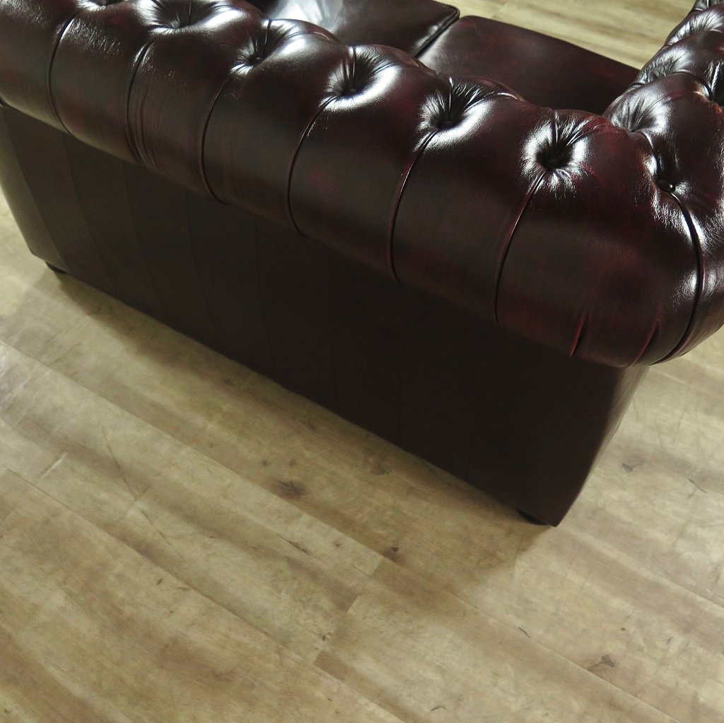 Chesterfield Couch Sofa Leder Rot-Braun 1,50 m