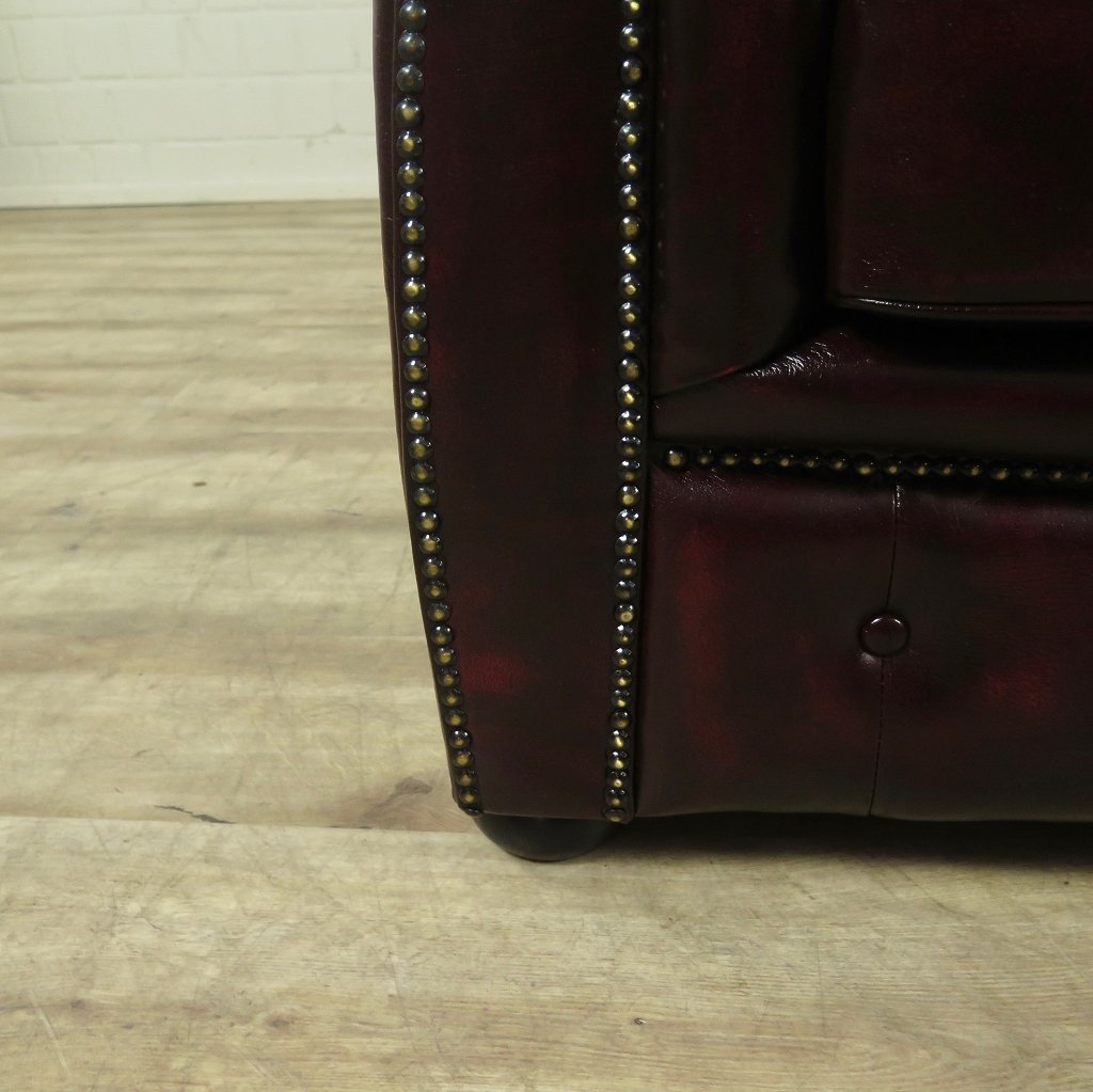 Chesterfield Couch Sofa Leder Rot-Braun 1,50 m