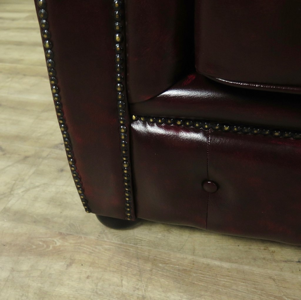 Chesterfield Couch Sofa Leder Rot-Braun 2,00 m