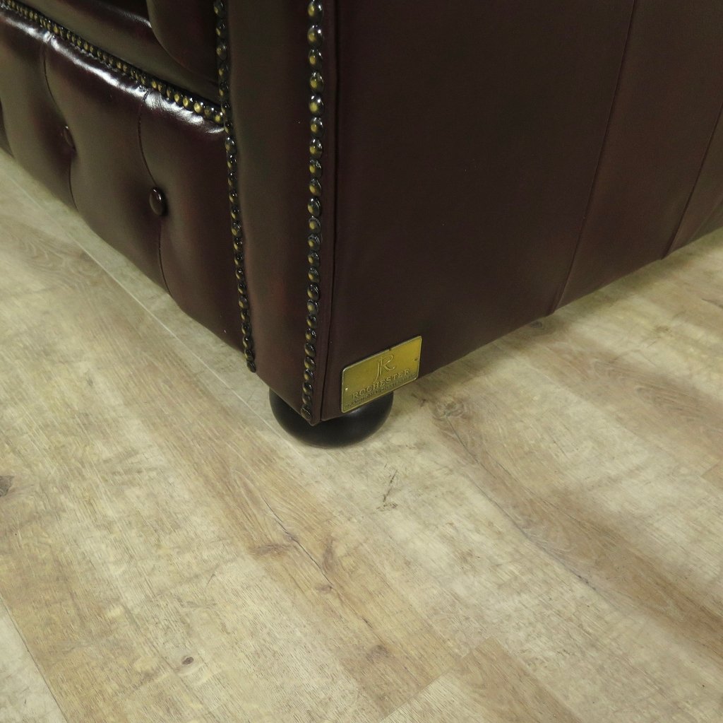 Chesterfield Couch Sofa Leder Rot-Braun 2,00 m
