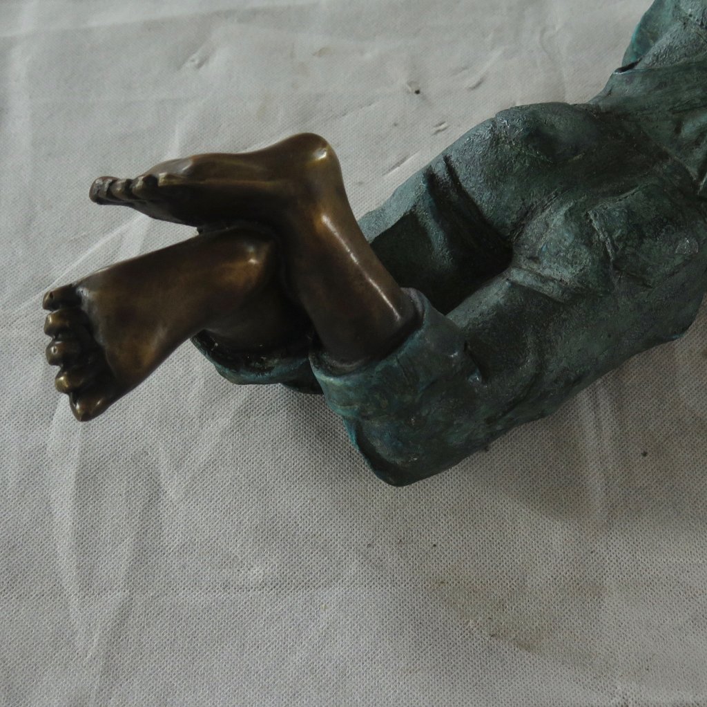 Skulptur Dekoration Kind mit Buch Bronze 0,21 m