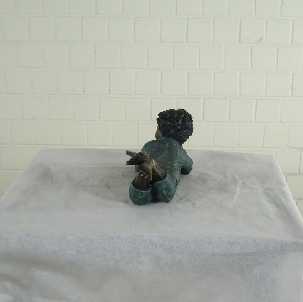 Skulptur Dekoration Kind mit Buch Bronze 0,21 m