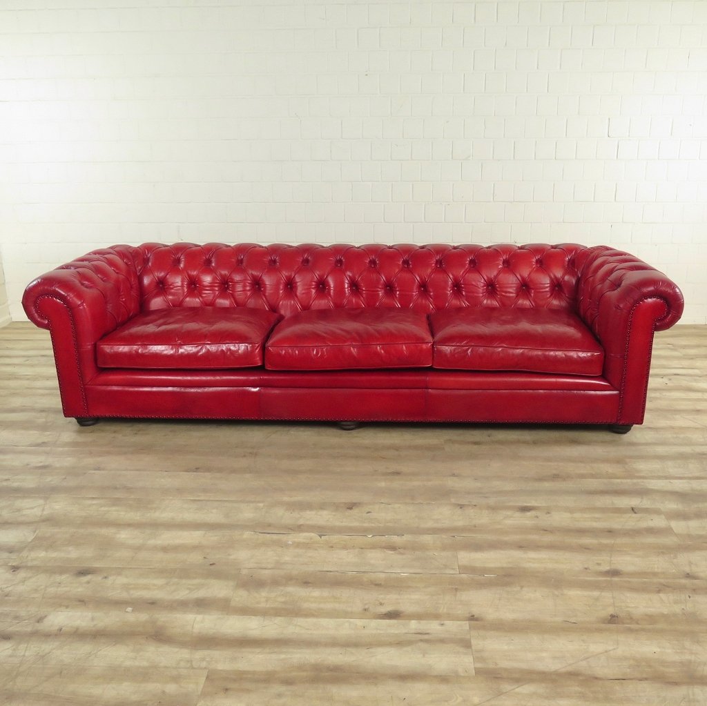 Chesterfield Sofa Couch Leder Rot 2,80 m