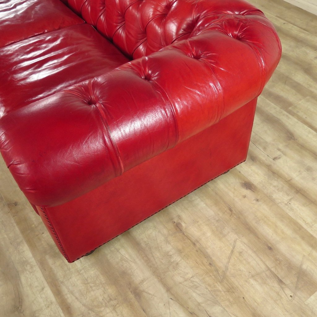 Chesterfield Sofa Couch Leder Rot 2,80 m