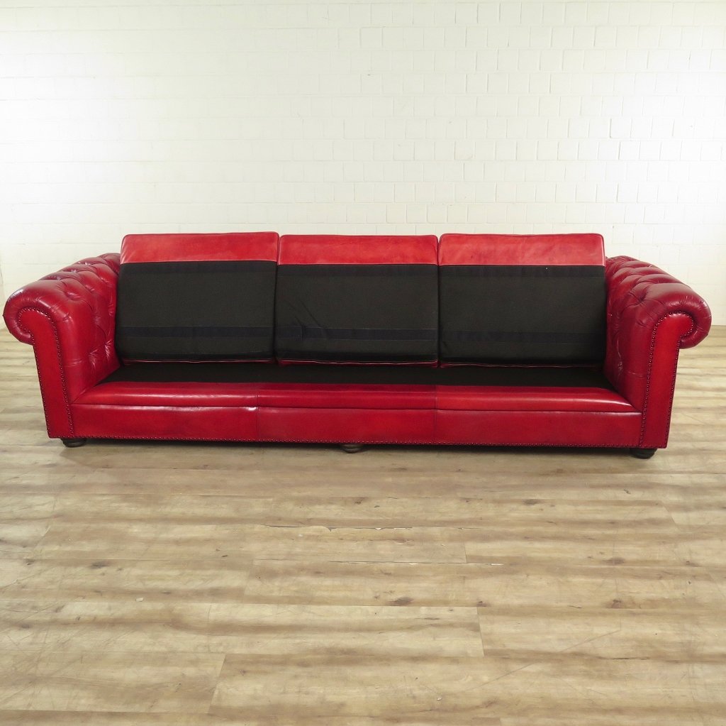 Chesterfield Sofa Couch Leder Rot 2,80 m