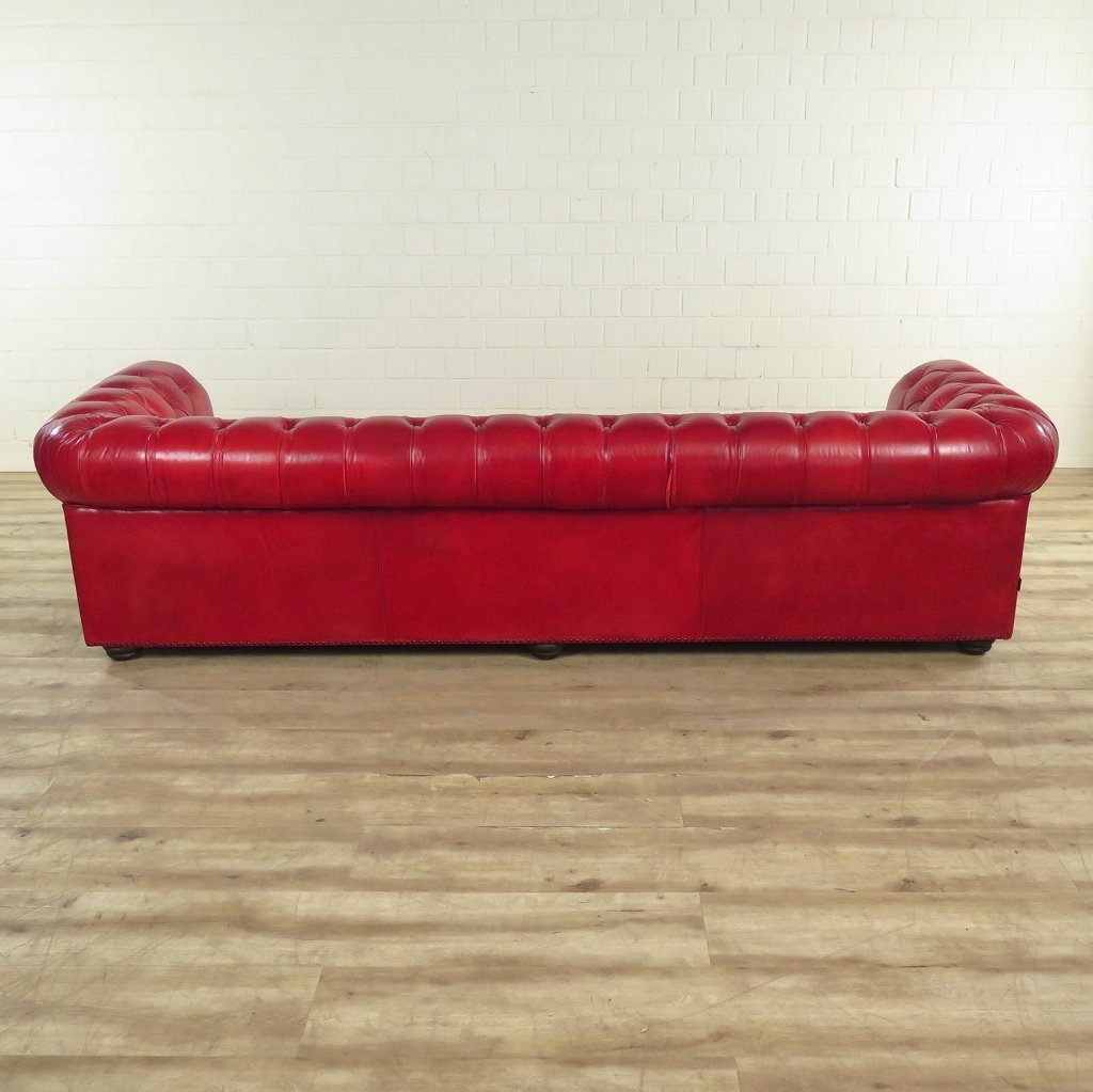 Chesterfield Sofa Couch Leder Rot 2,80 m
