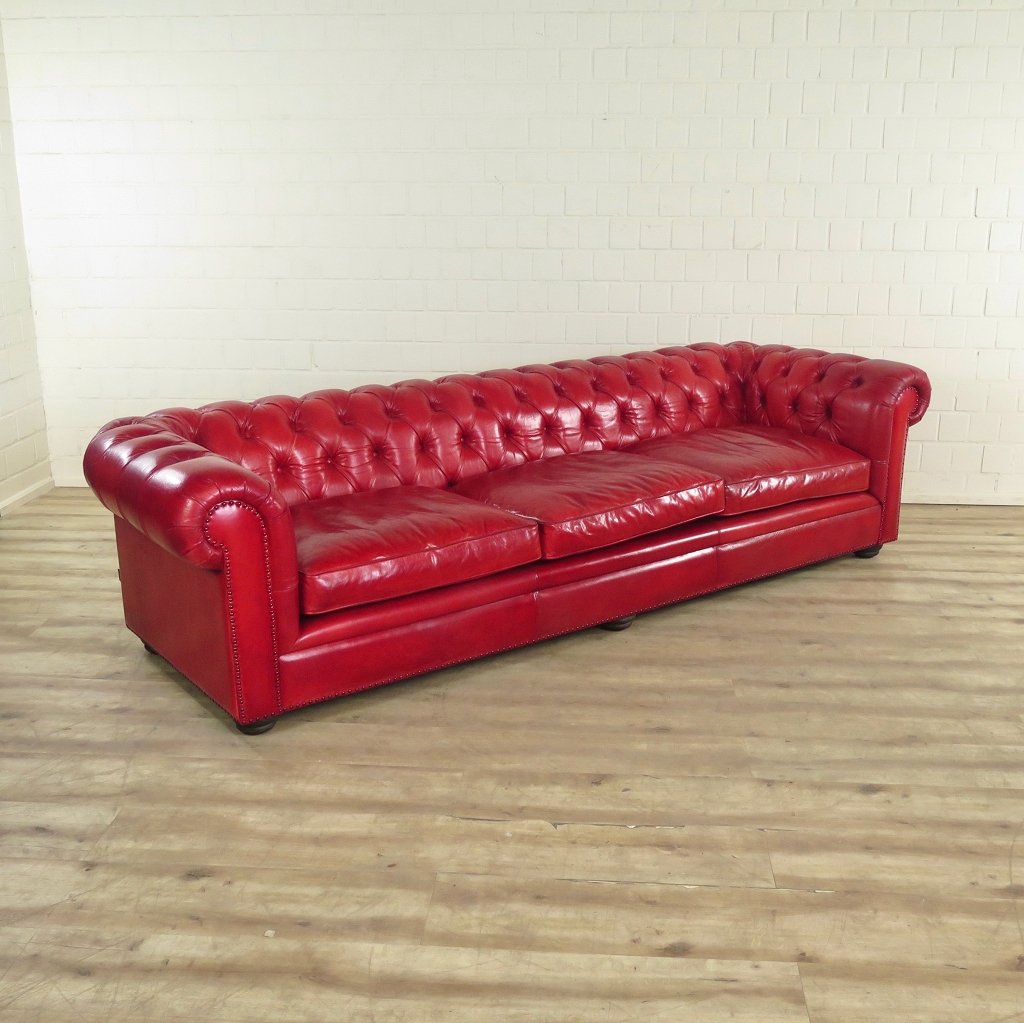 Chesterfield Sofa Couch Leder Rot 2,80 m
