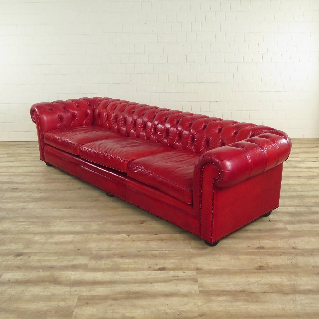 Chesterfield Sofa Couch Leder Rot 2,80 m