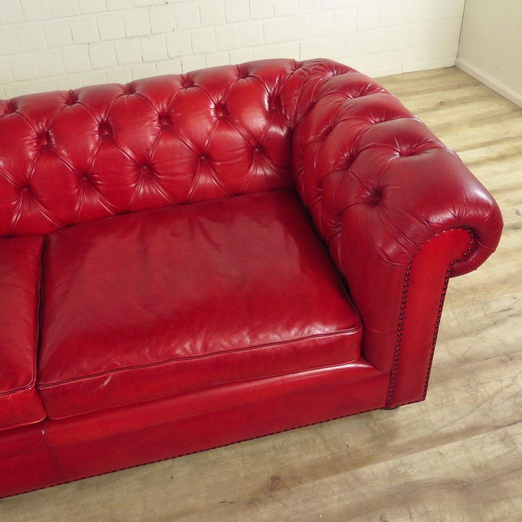 Chesterfield Sofa Couch Leder Rot 2,80 m