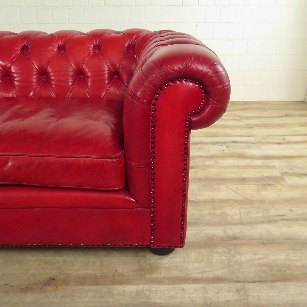 Chesterfield Sofa Couch Leder Rot 2,80 m