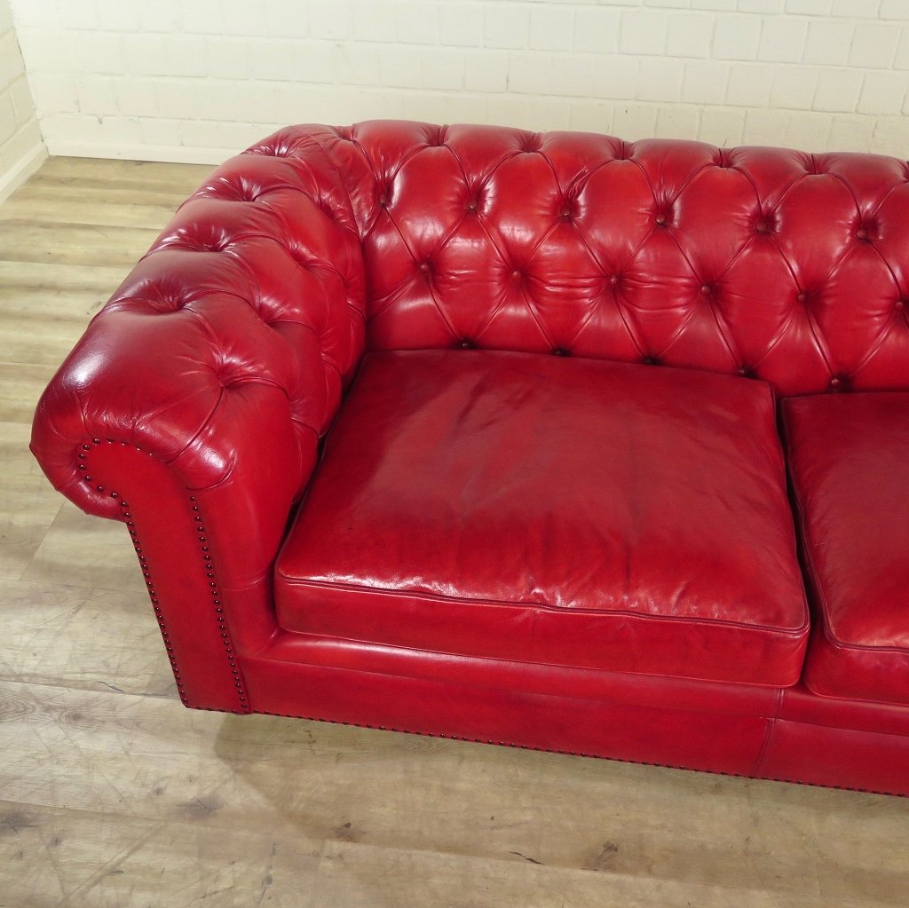 Chesterfield Sofa Couch Leder Rot 2,80 m