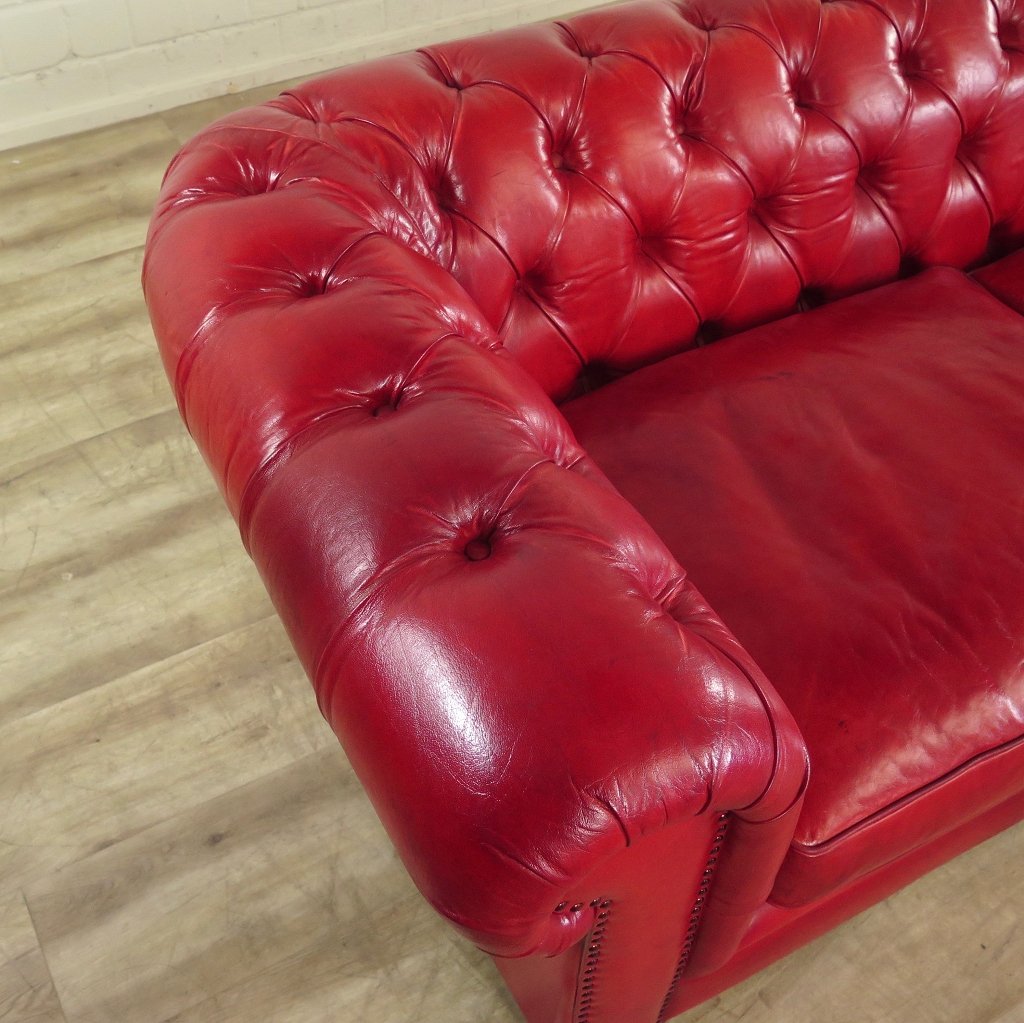 Chesterfield Sofa Couch Leder Rot 2,80 m