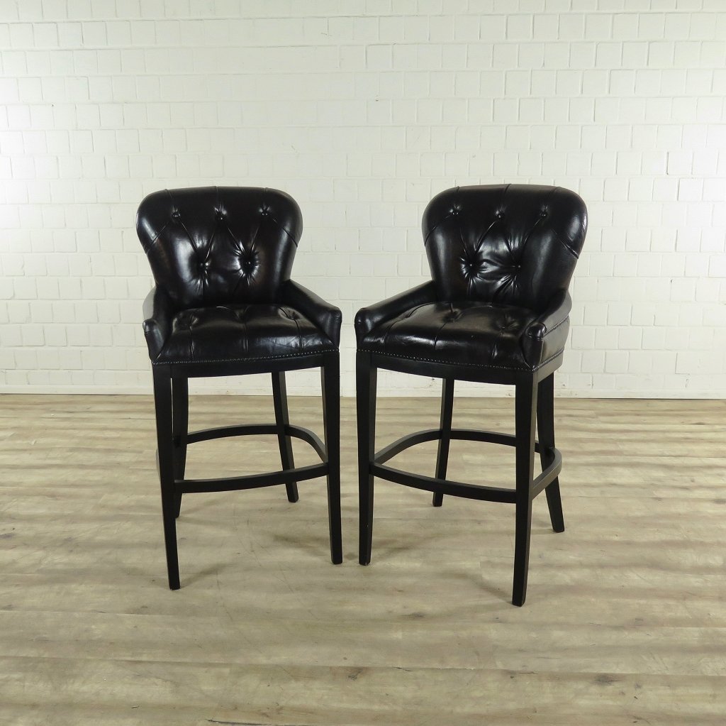 Chesterfield Barhocker Barsessel Leder Schwarz