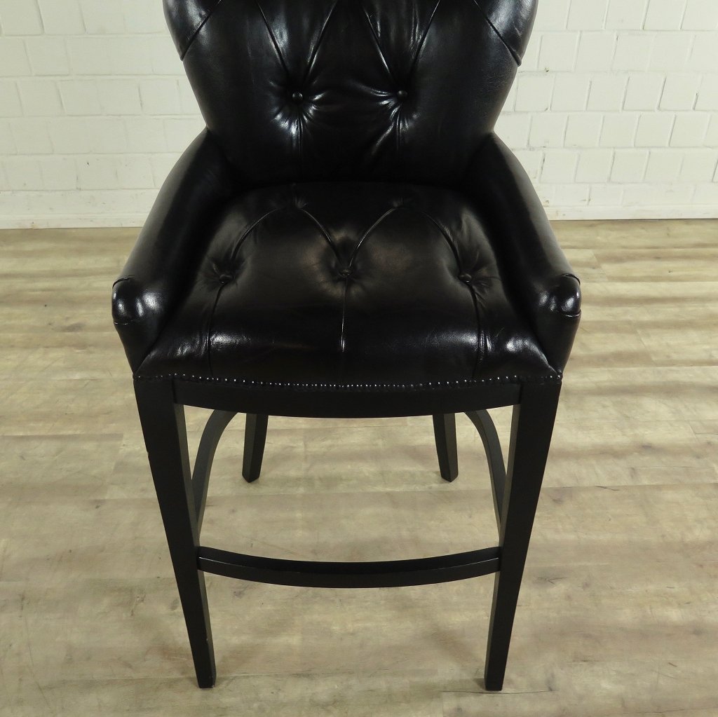 Chesterfield Barhocker Barsessel Leder Schwarz