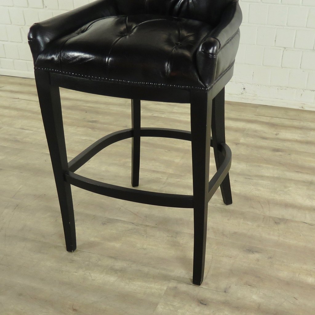 Chesterfield Barhocker Barsessel Leder Schwarz