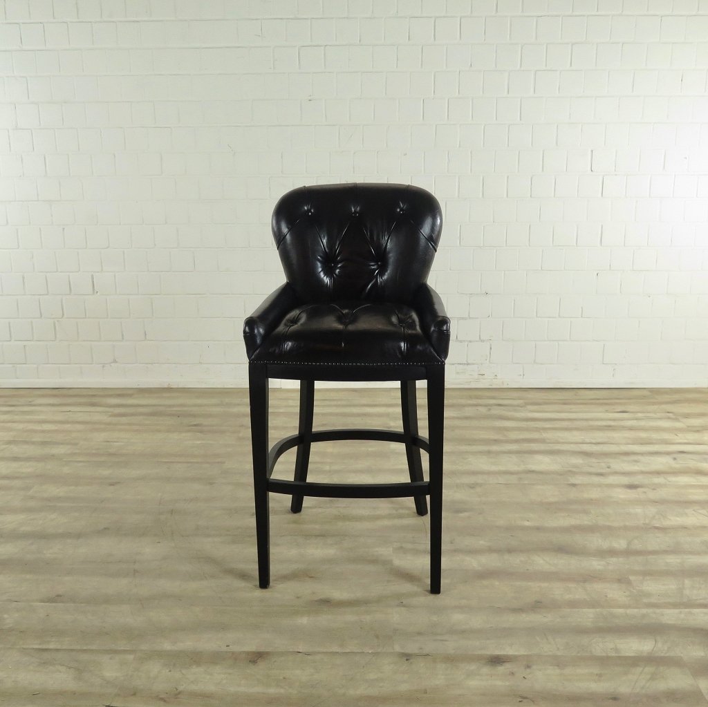 Chesterfield Barhocker Barsessel Leder Schwarz