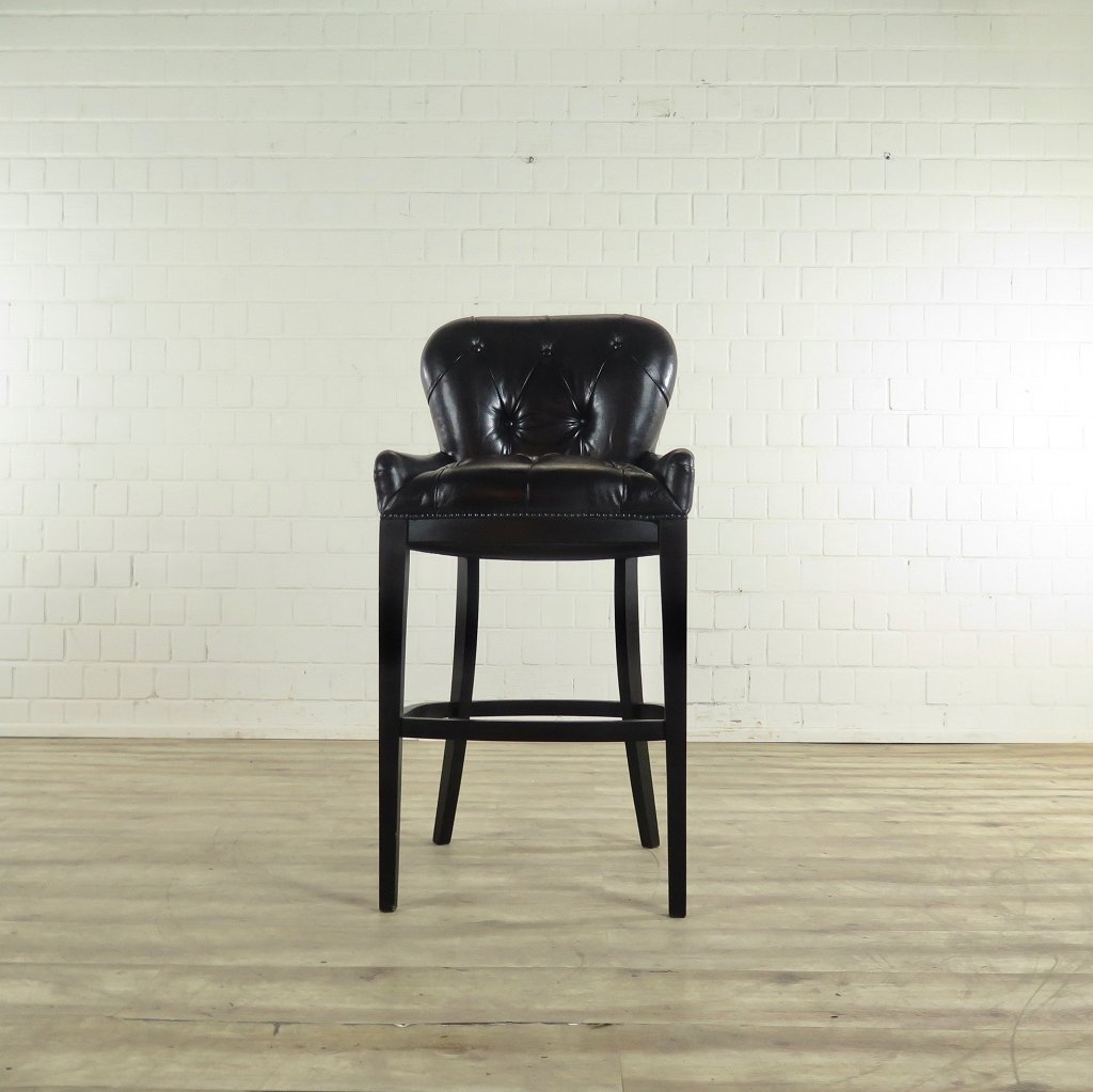 Chesterfield Barhocker Barsessel Leder Schwarz