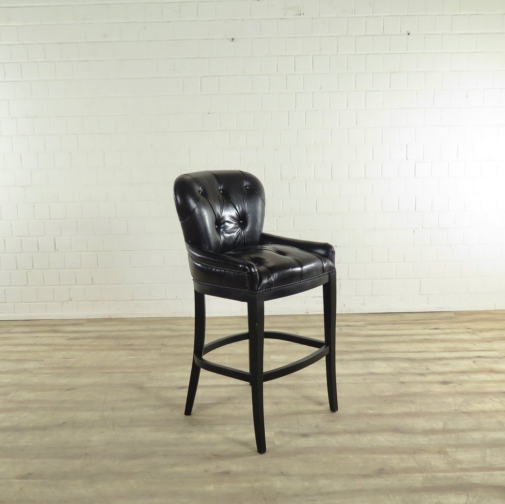 Chesterfield Barhocker Barsessel Leder Schwarz
