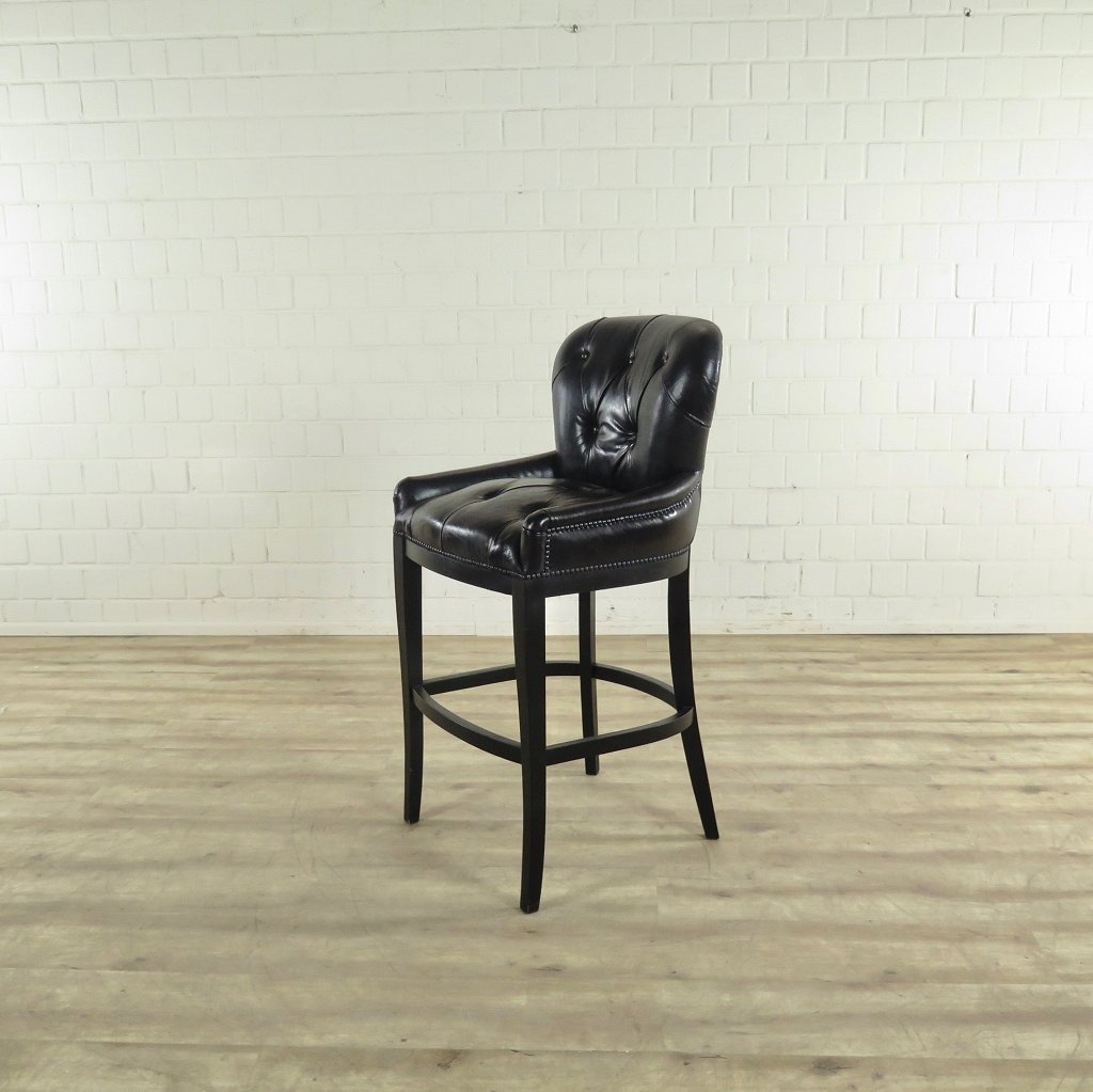Chesterfield Barhocker Barsessel Leder Schwarz