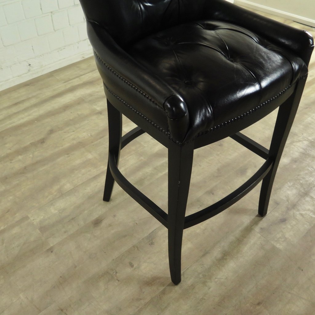 Chesterfield Barhocker Barsessel Leder Schwarz