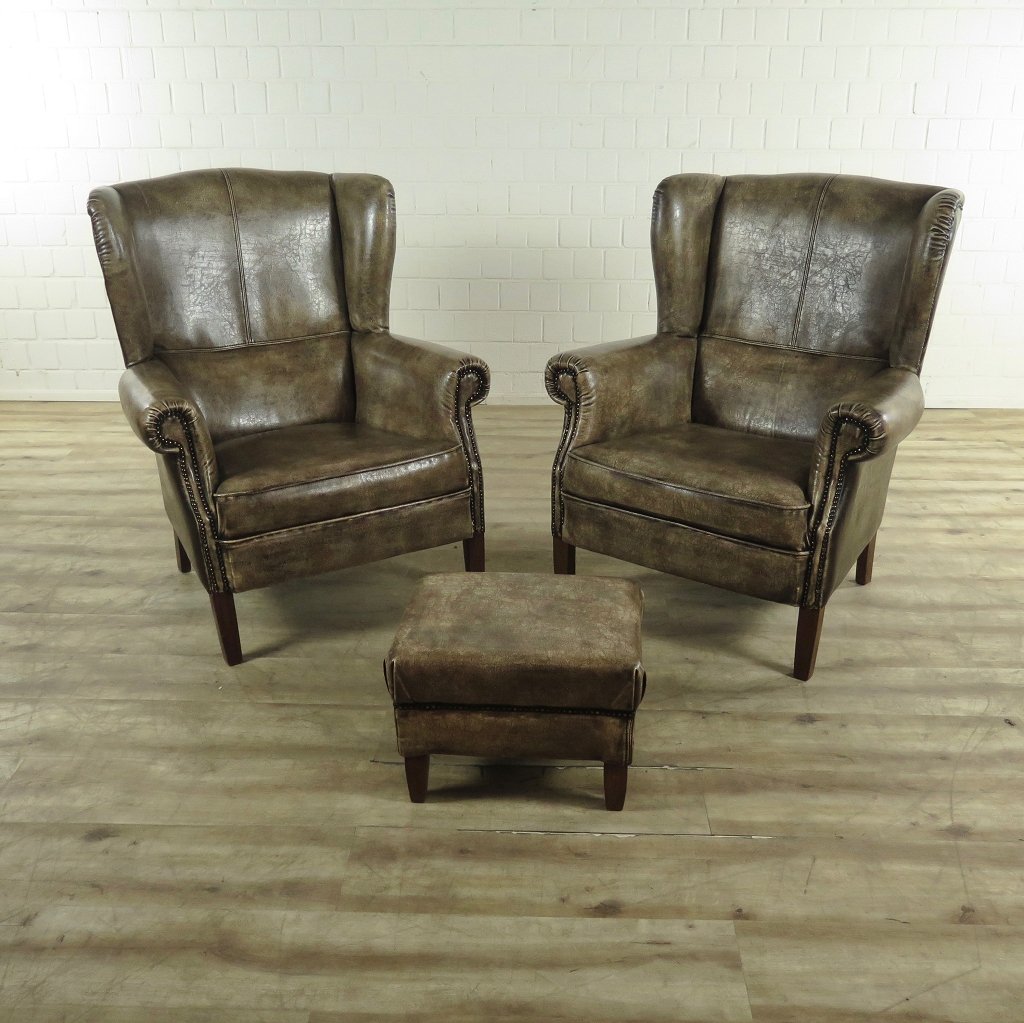 Hocker Fußhocker Crack-Leder 0,50 m