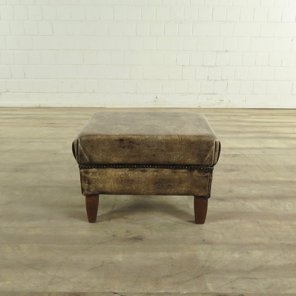 Hocker Fußhocker Crack-Leder 0,50 m