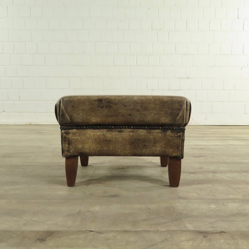 Hocker Fußhocker Crack-Leder 0,50 m