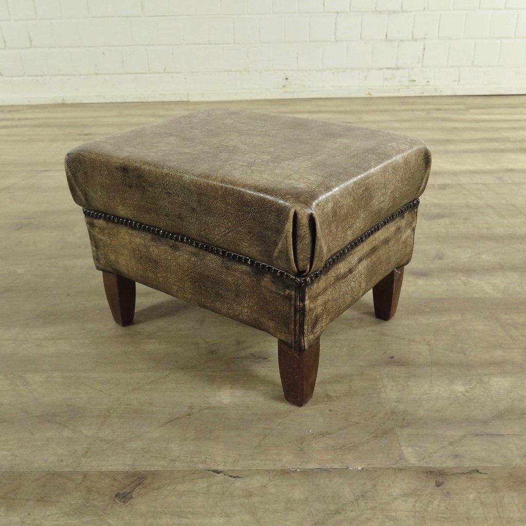 Hocker Fußhocker Crack-Leder 0,50 m