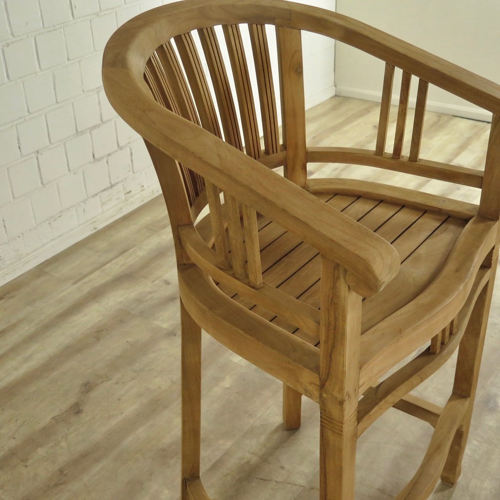 Barhocker mit Armlehne Teakholz